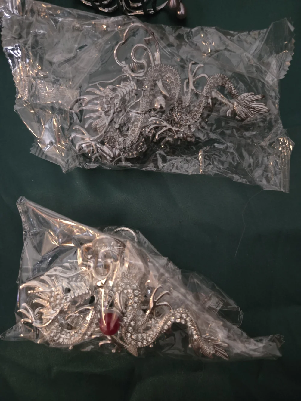 Silver Ornate Metal Hair Claw Clips - Asst. Spiders, Dragons & Skelington Hands